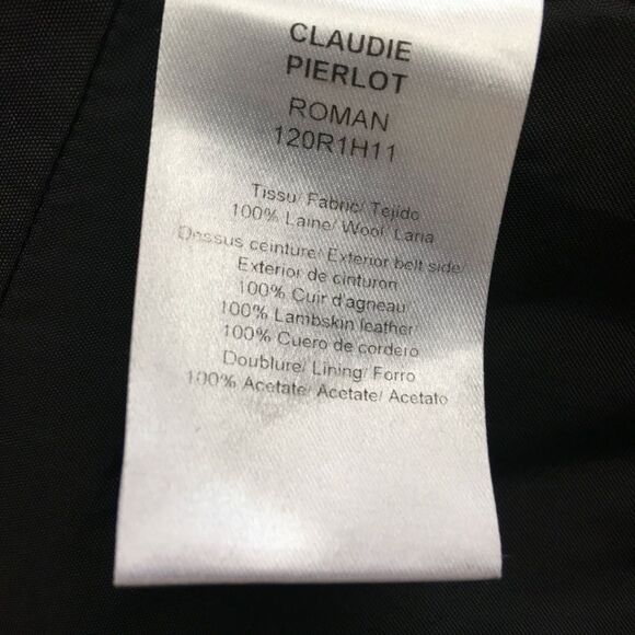 Claudie Pierlot 100% Wool Green & Blue Plaid With Leather Details Dress Sz US 8 - Picture 8 of 12